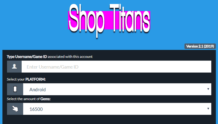 Shop Titans Gem generator screenshot